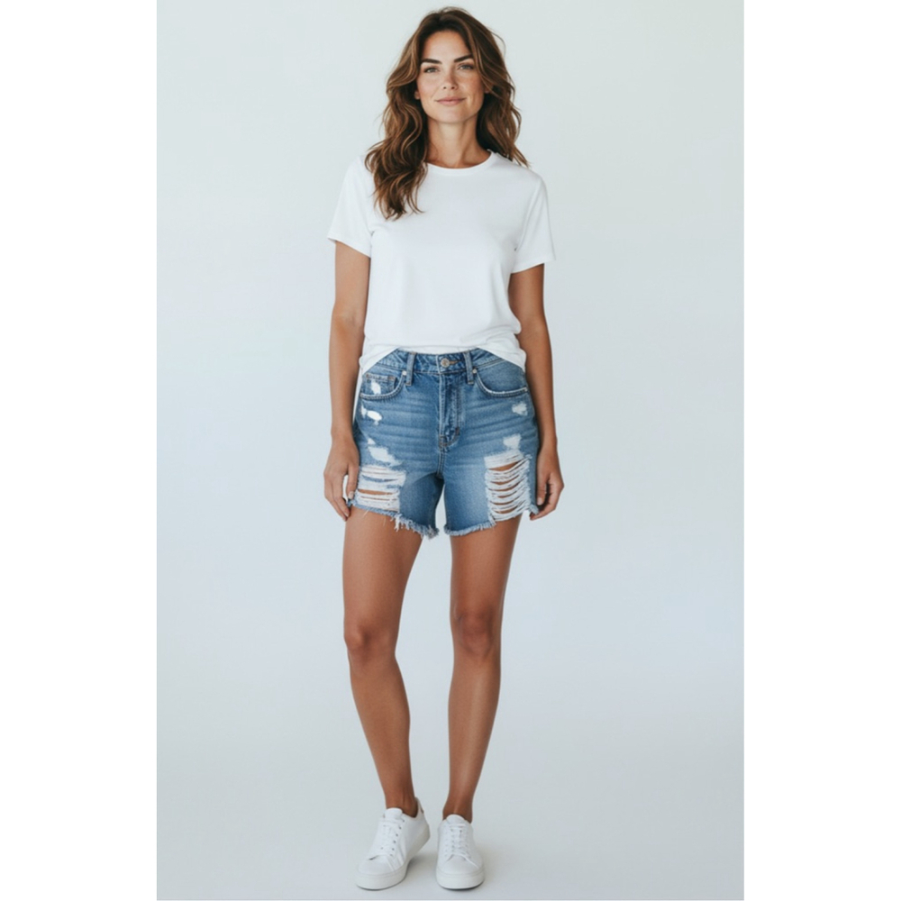 NWOT Good American Light Blue Distressed Jean Shorts 100% cotton